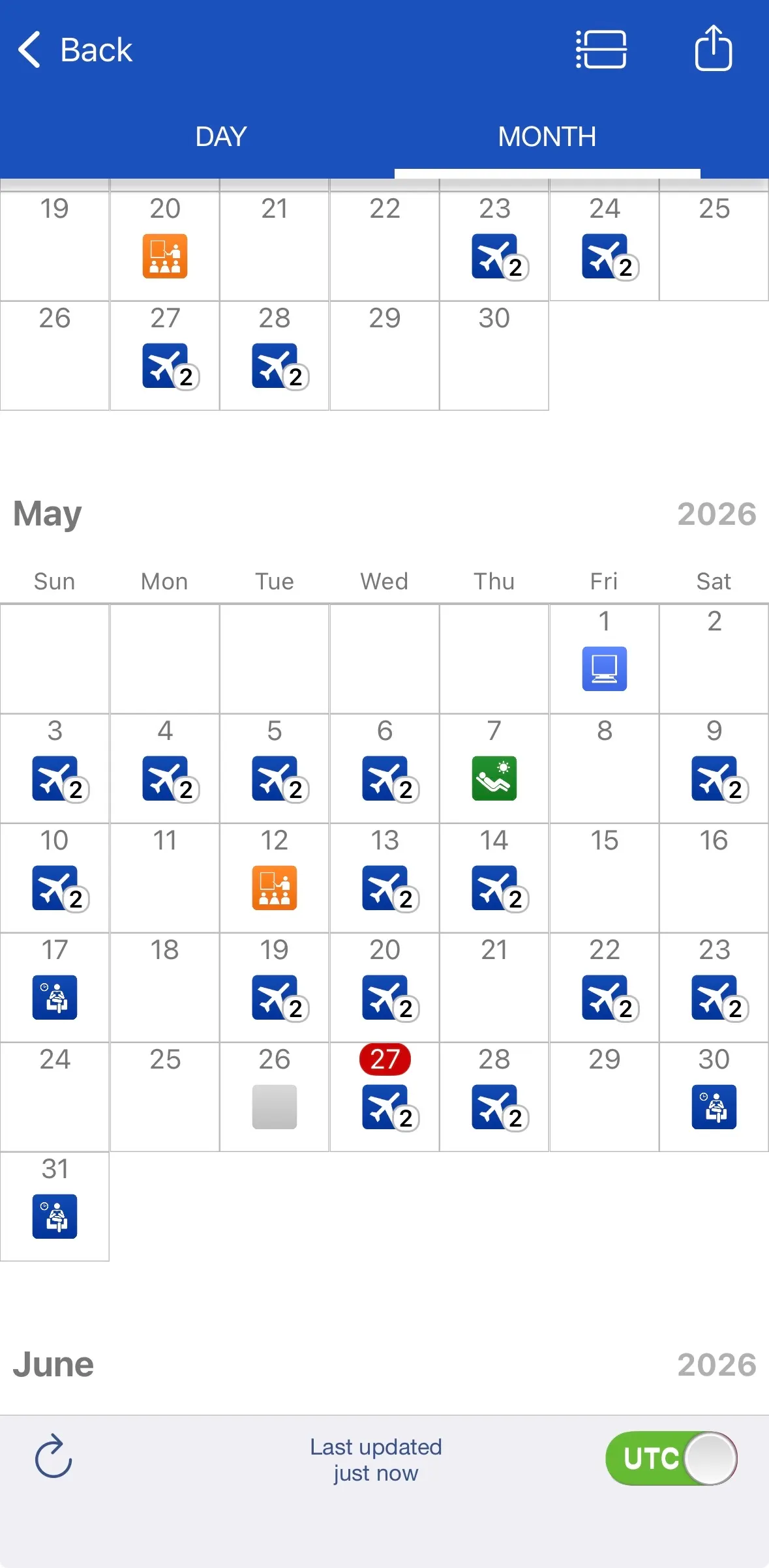 CrewApp-Mobile calendar view
