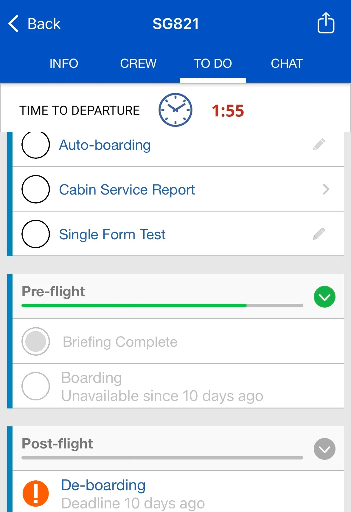 CrewApp-Mobile countdown timer view