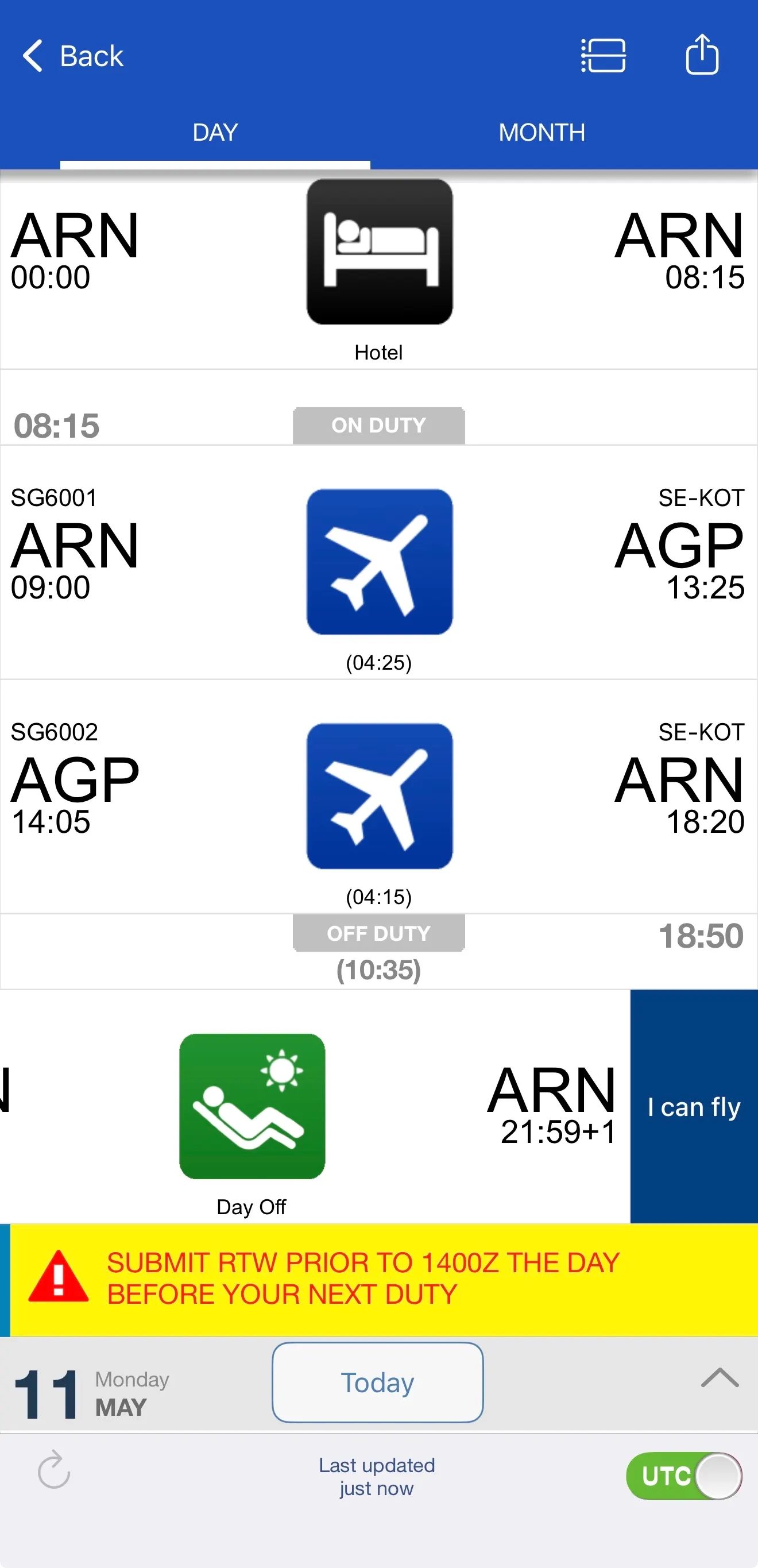 CrewApp-Mobile I Can Fly view